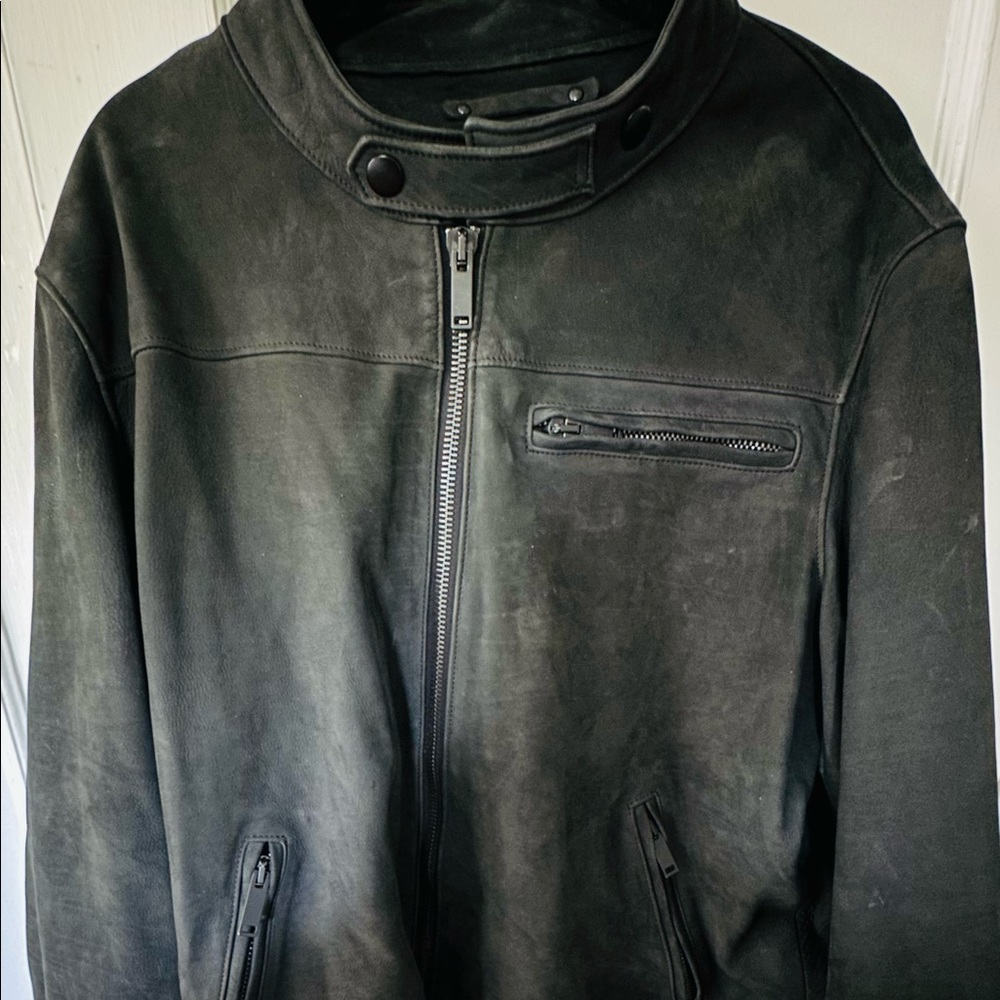 Thursday mens leather racer jacket